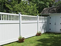 <b>6 foot white vinyl closed spindle top privacy fence</b>